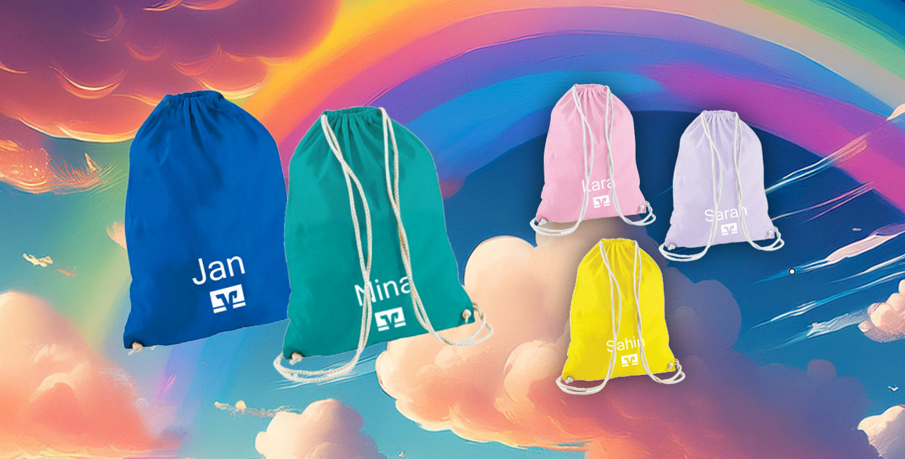 Bunte Turnbeutel