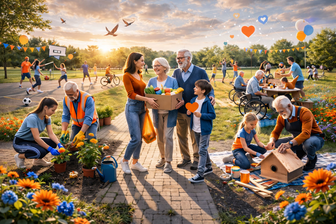 Ein Bild mit glücklichen Menschen wad durch eine KI erstellt wurde. 