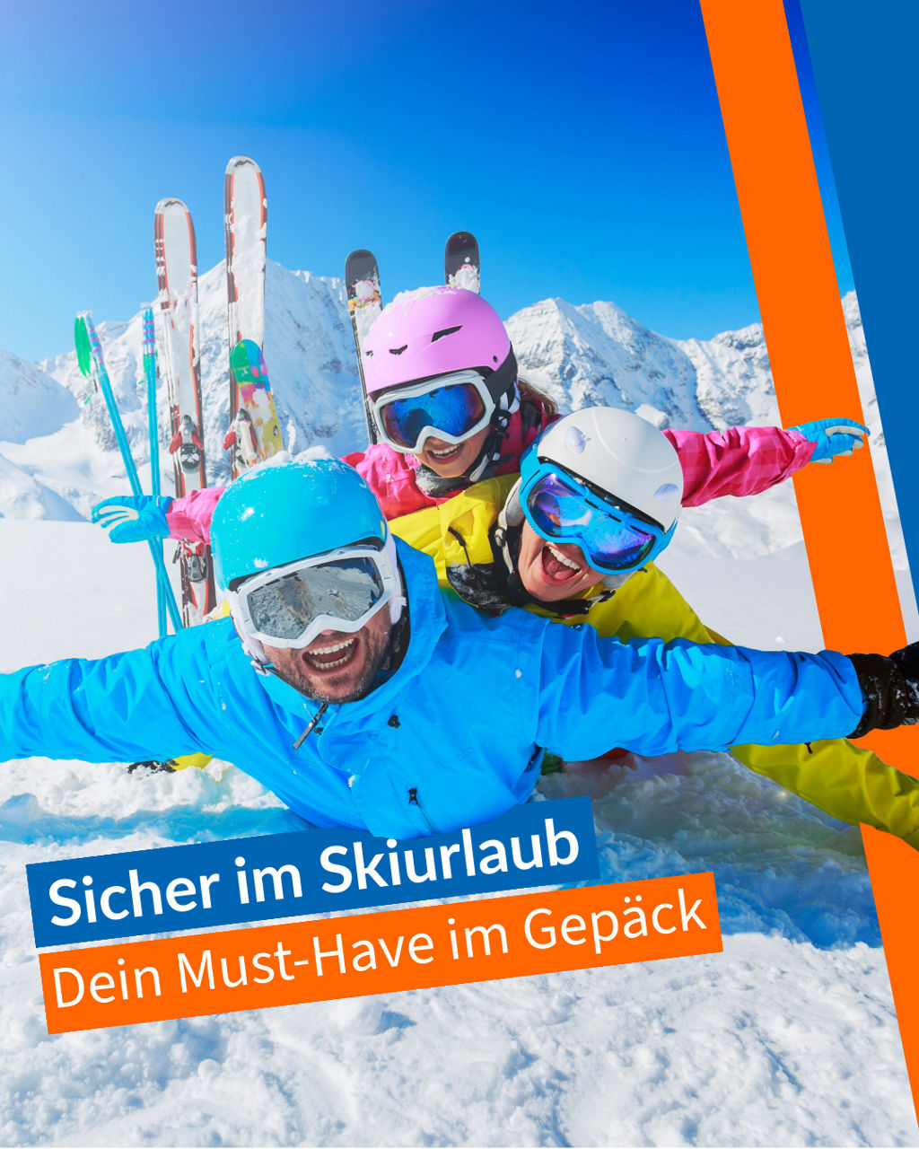 Skifahrer beim Langlauf und Abfahrtslauf im Skiurlaub mit der R+V Auslandsreise-Krankenversicherung