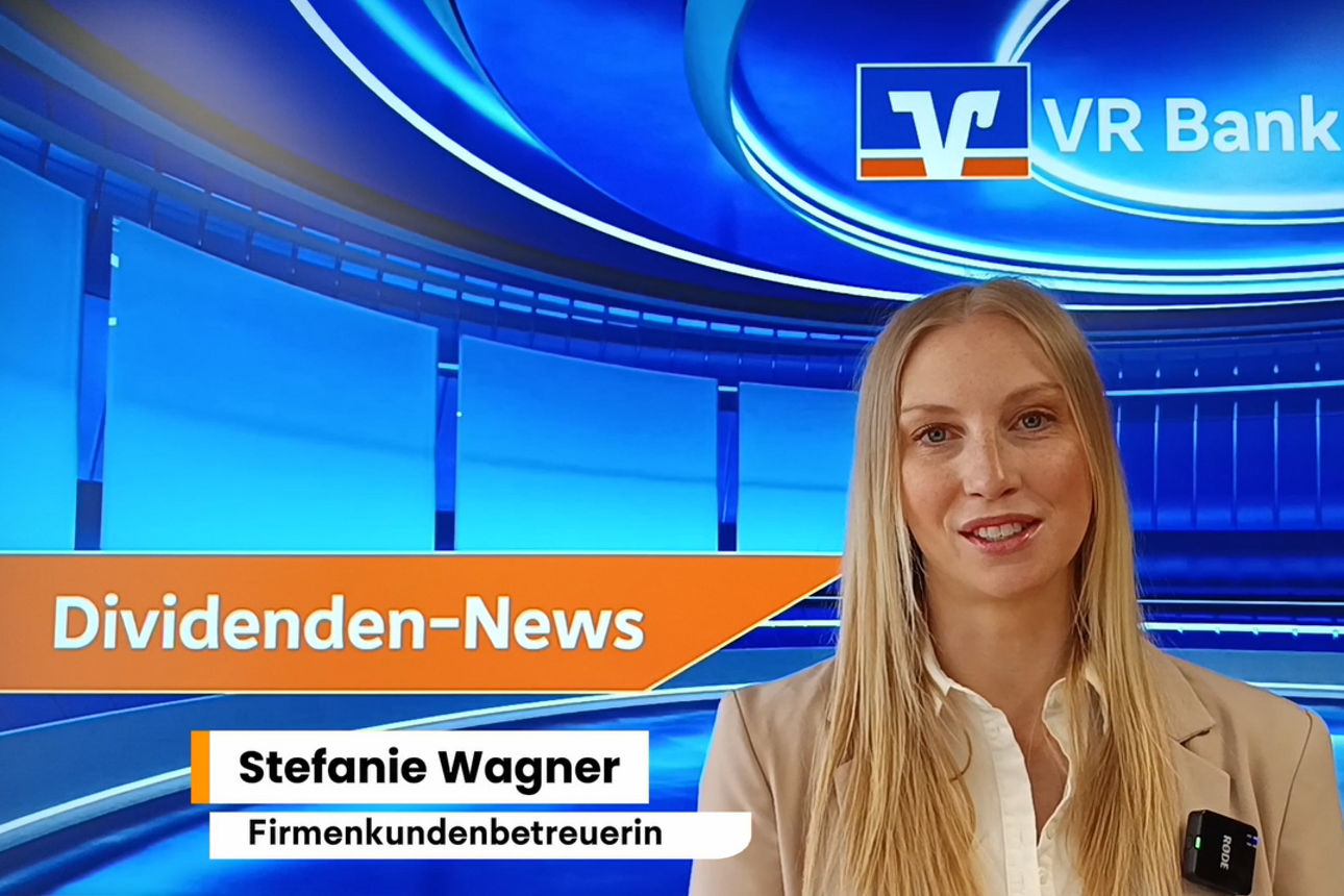 VR Bank TV Dividenden-News - Beraterin Stefanie Wagner vor News-Screen