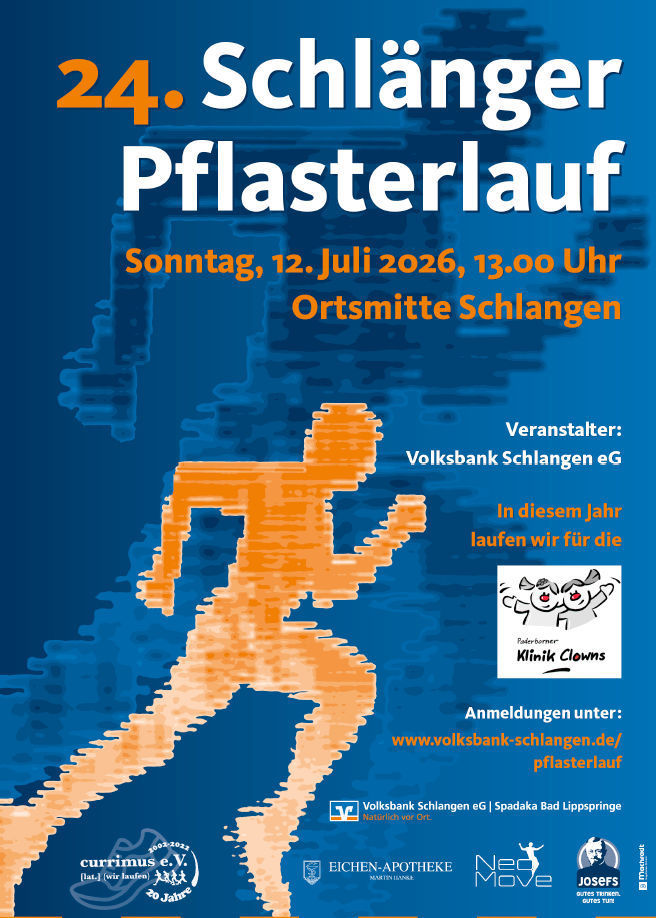 Hinweis zum 23. Schlänger Pflasterlauf - Eine stilisierte orangene Person rennt