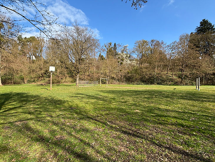 Großes Gelände mit Grünfläche