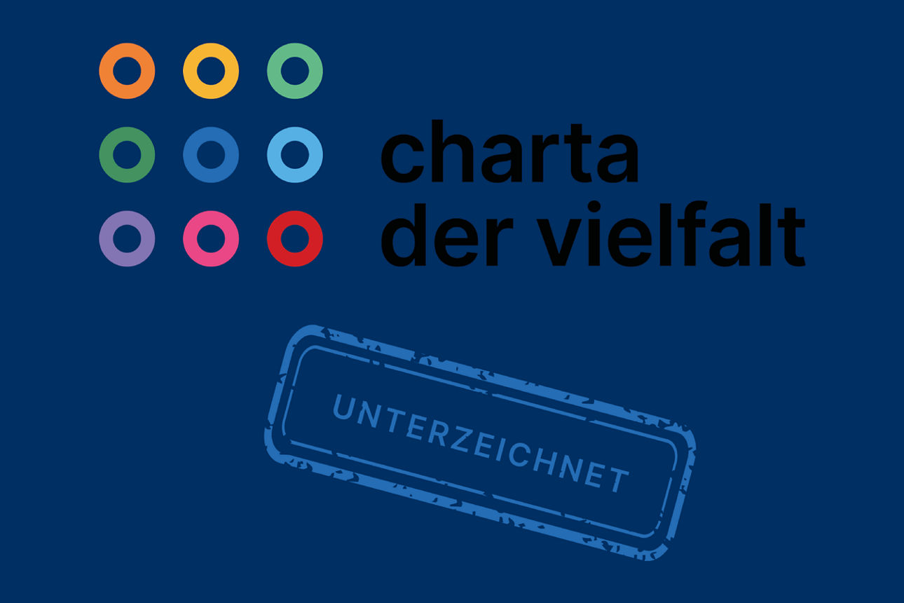 Logo Charta der Vielfalt mit Badge mit der Aufschrift Unterzeichnet
