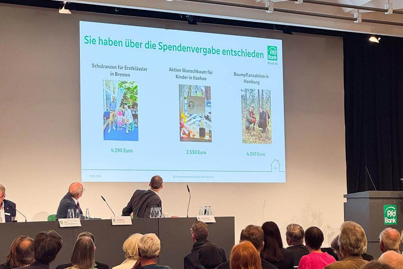 Spendenvergabe auf der Generalversammlung der PSD Bank Nord