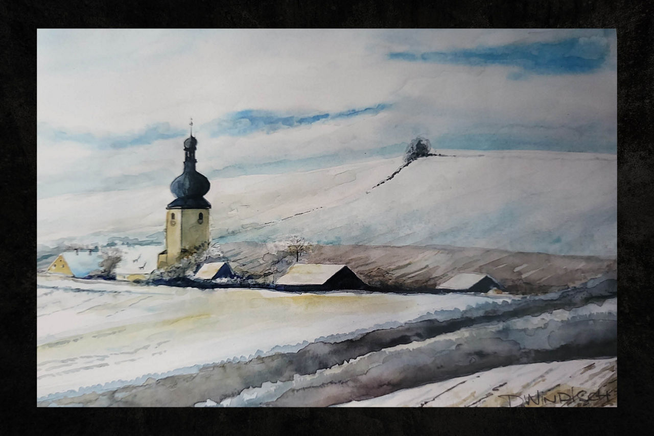 Dorf im Winter Gemälde
