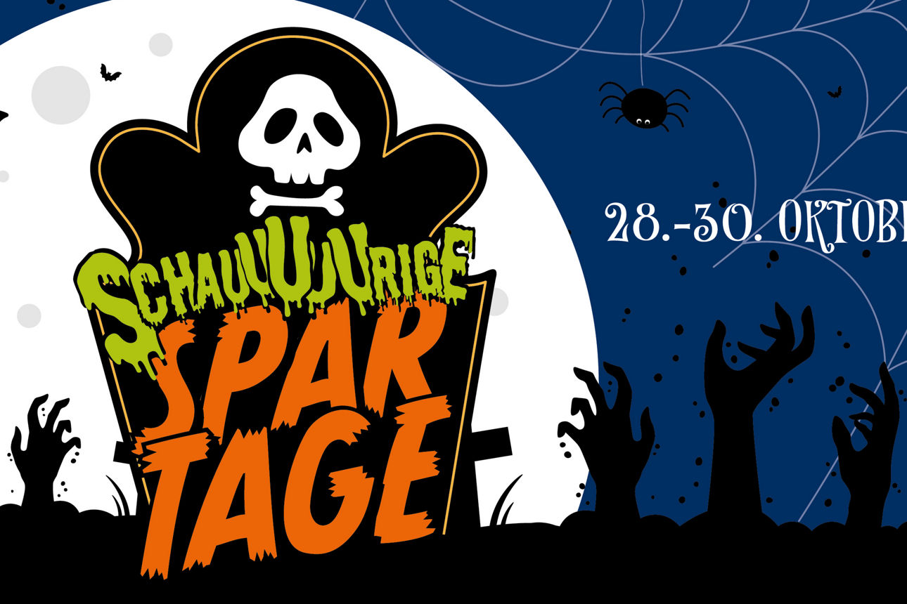 Eine Grafik mit der Aufschrift "Schaurige Spartage" vom 28. - 30. Oktober
