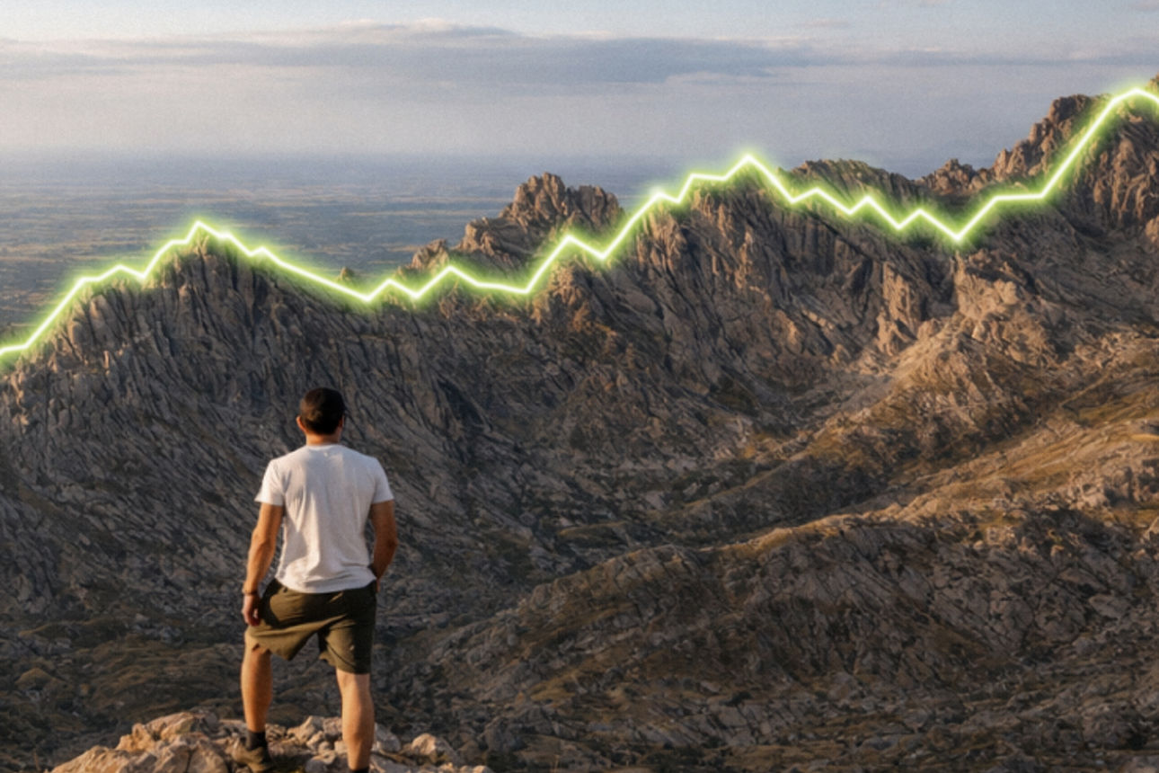 Berge mit Börsenchart