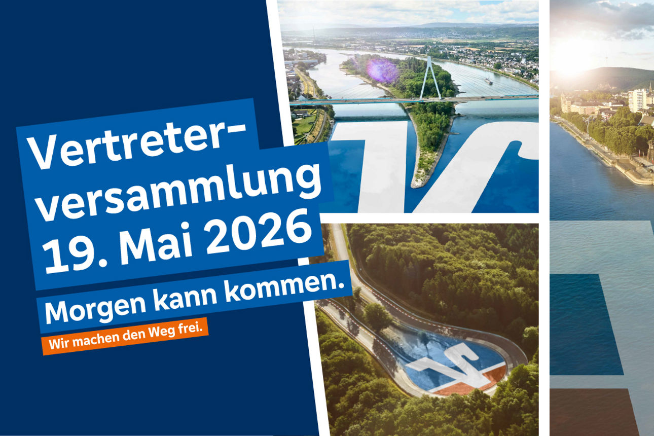 Das Bild zeigt Motive der 5 Regionalmärkte und eine Überschrift zur Vertreterversammlung am 19. Mai