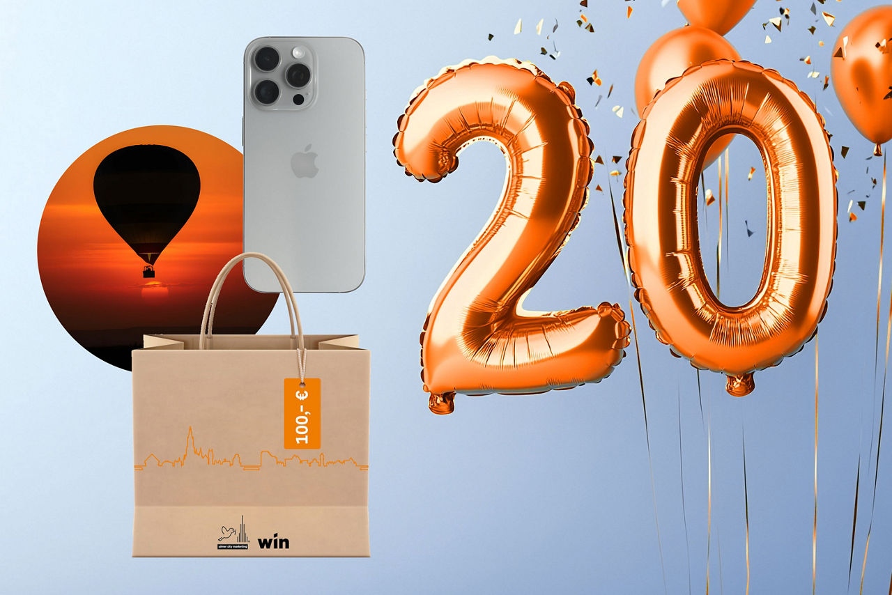 20 aus Luftballons und iPhone, Heißluftballon und citygutschein