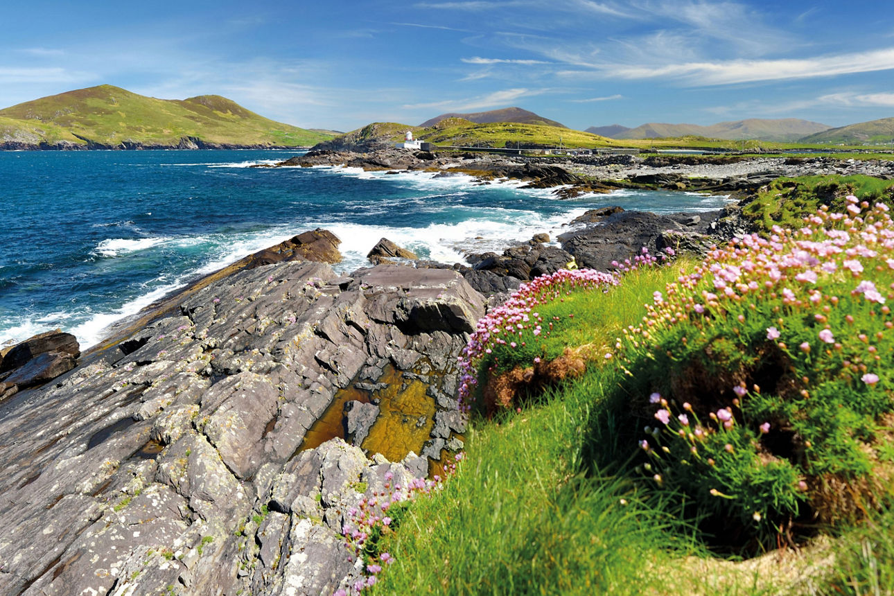 Foto einer Küstenlandschaft von Irland im Frühling.