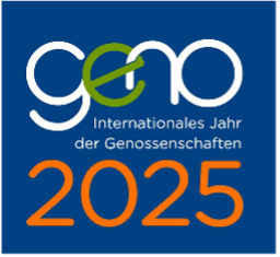 Logo „geno“ mit Text „Internationales Jahr der Genossenschaften 2025“