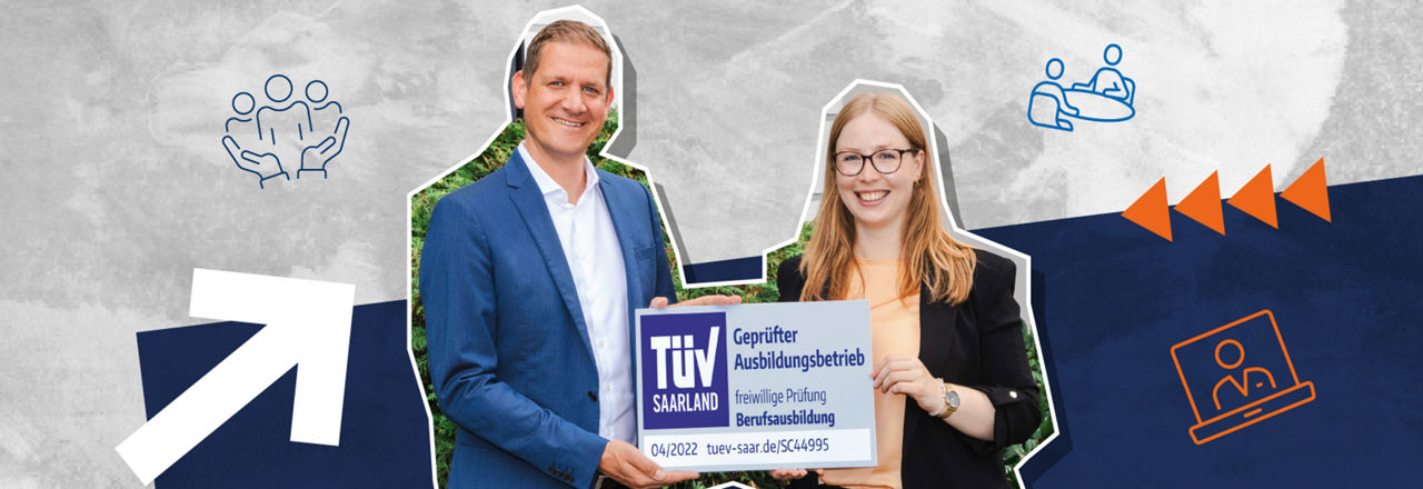 Geprüfter Ausbildungsbetrieb - freiwillige Prüfung Berufsausbildung TÜV Saarland 04/2022 - tuev-saar.de/SC44995