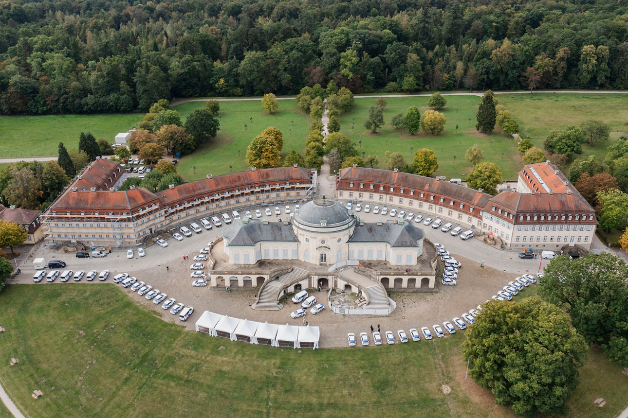 Blick auf ein Schloss von oben