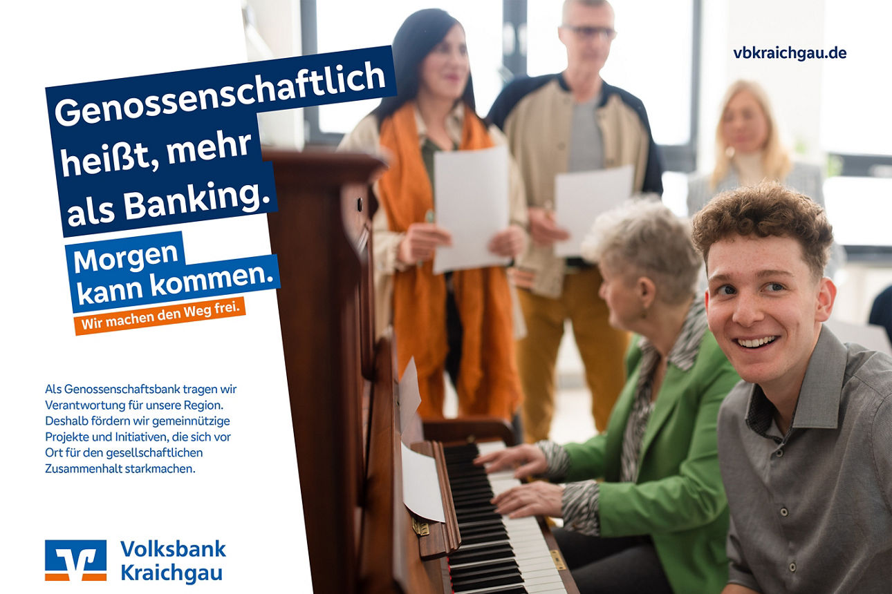 Anzeige zum Thema Regionale Verantwortung. Motiv: Menschen machen gemeinsam Musik