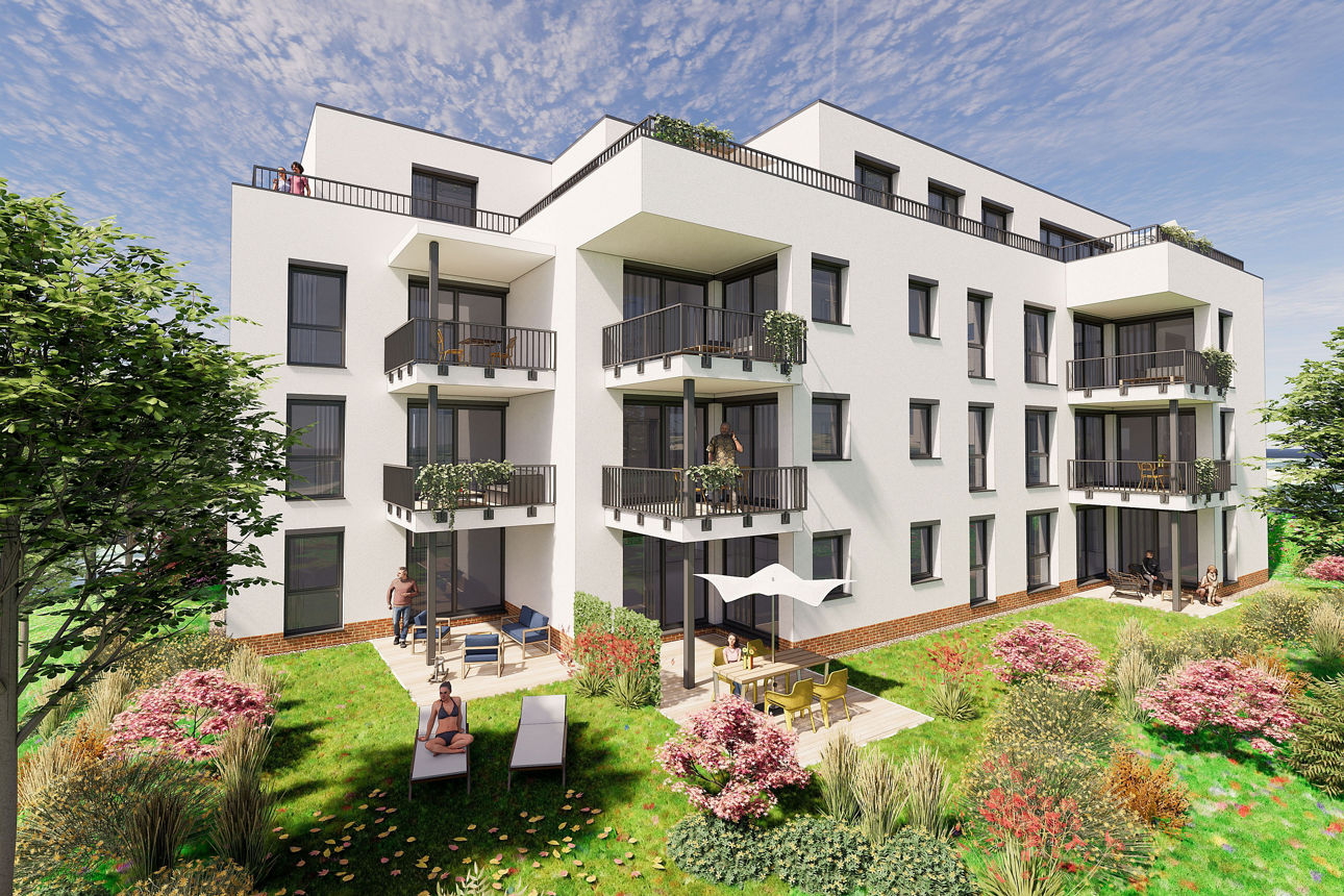 Abbildung Neubau Hartmannsdorf Moderne Eigentumswohnungenin der Friedrichstraße 6 & 8