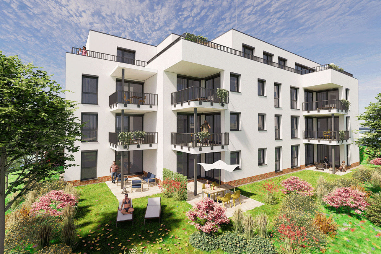 Visualisierung Neubau Wohnanlage Friedrichstraße Hartmannsdorf