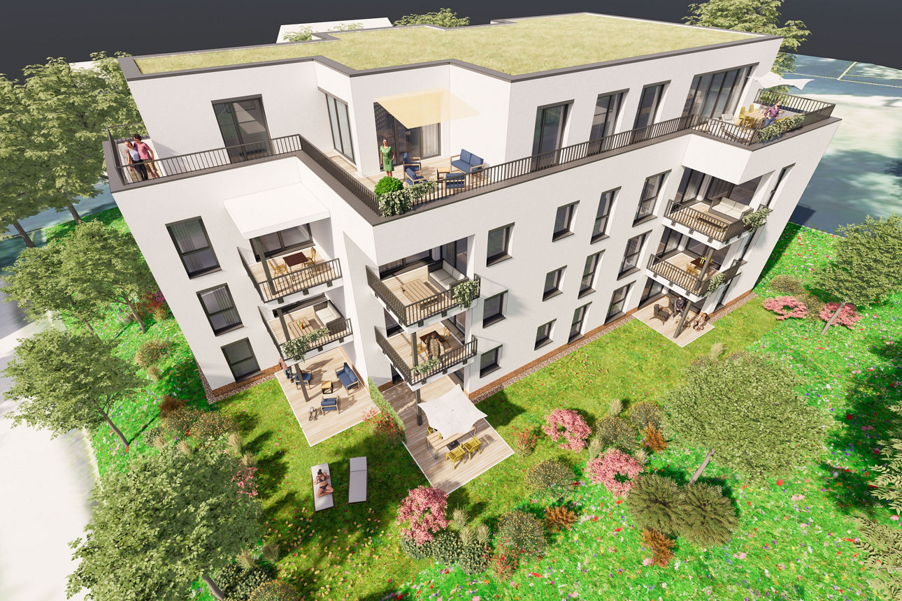 Visualisierung Neubau Wohnanlage Friedrichstraße Hartmannsdorf