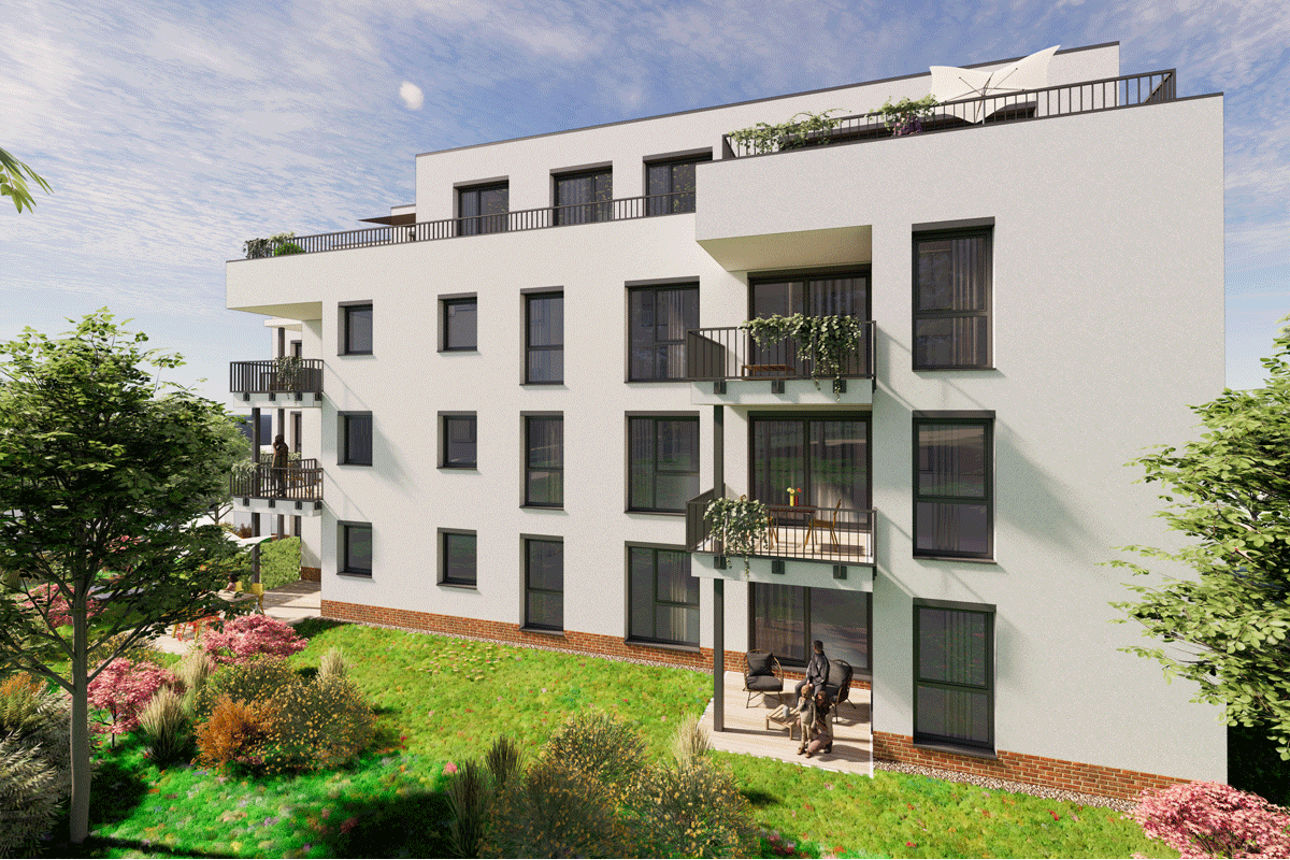 Visualisierung Neubau Wohnanlage Friedrichstraße Hartmannsdorf