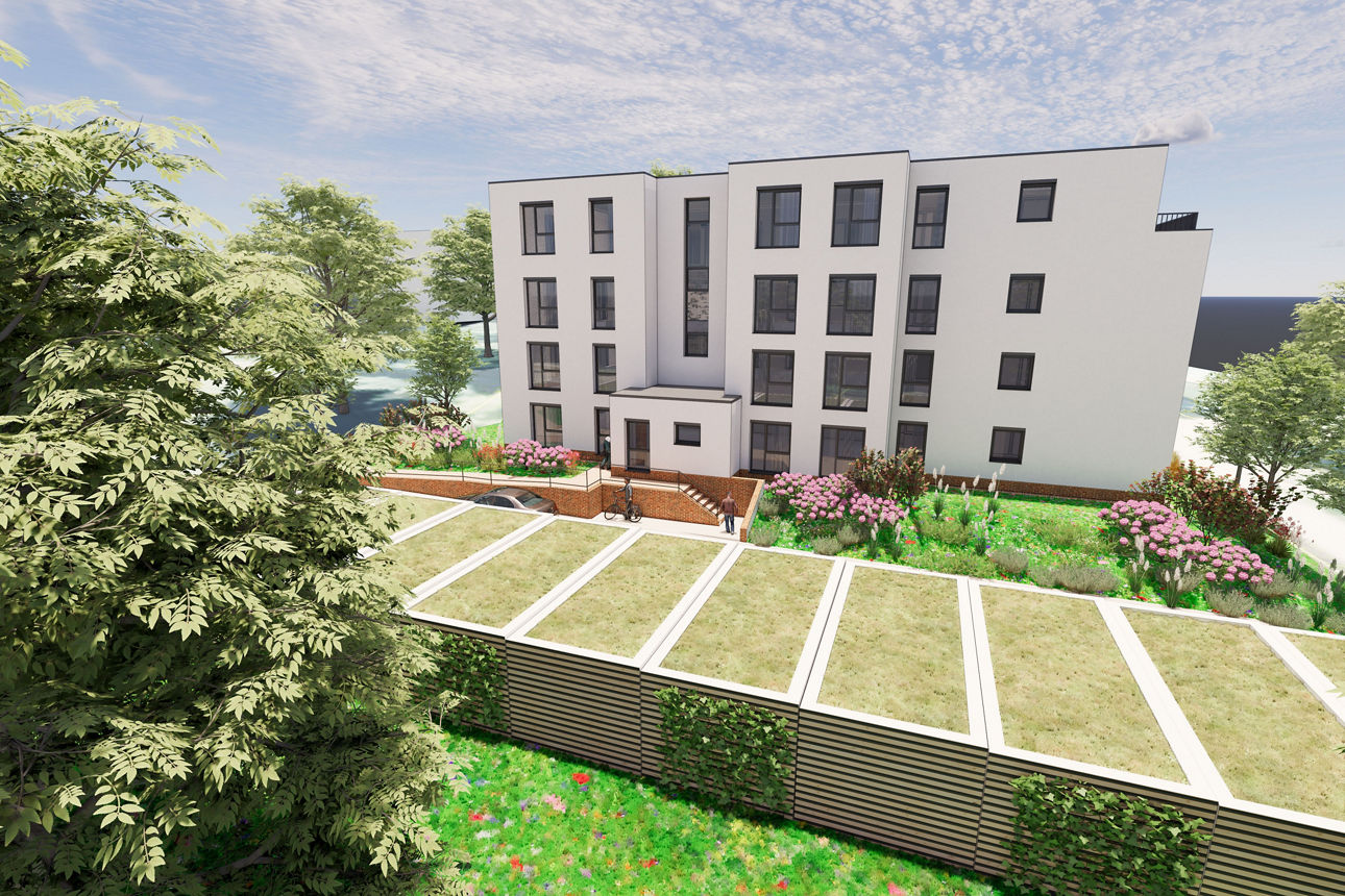 Visualisierung Neubau Wohnanlage Friedrichstraße Hartmannsdorf