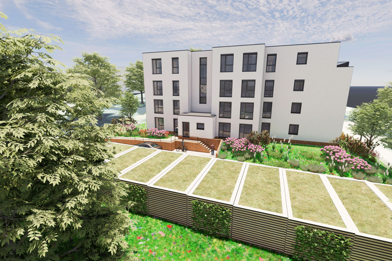 Visualisierung Neubau Wohnanlage Friedrichstraße Hartmannsdorf