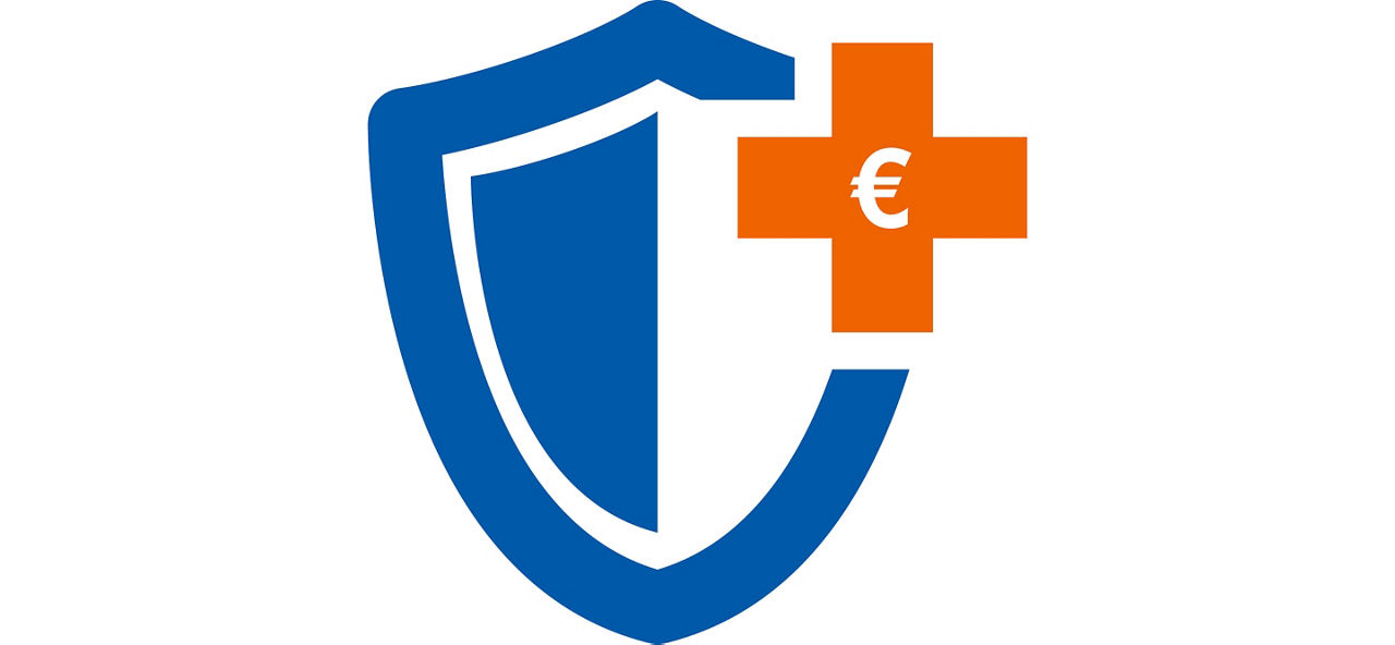 Piktogramm Schutzschild und Kreuz mit Eurozeichen