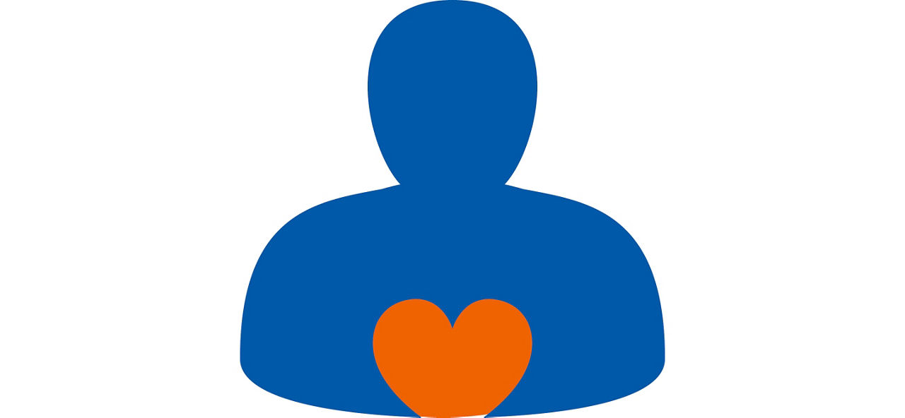 Piktogramm Oberkörper mit einem roten Herz