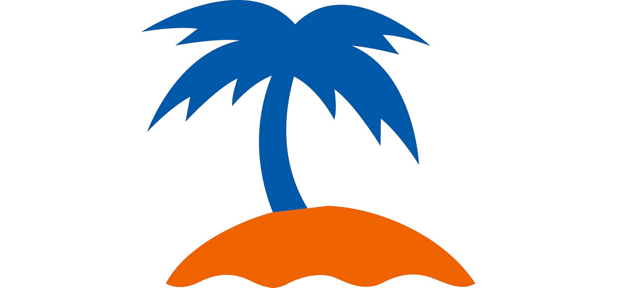 Piktogramm eine Palme auf einer kleinen Insel
