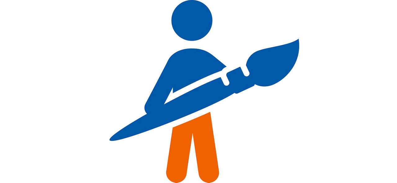 Piktogramm Mann mit einer großen Pinsel