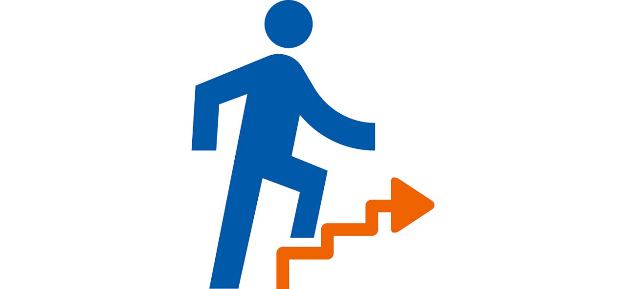 Piktogramm Mann Streppen steigend