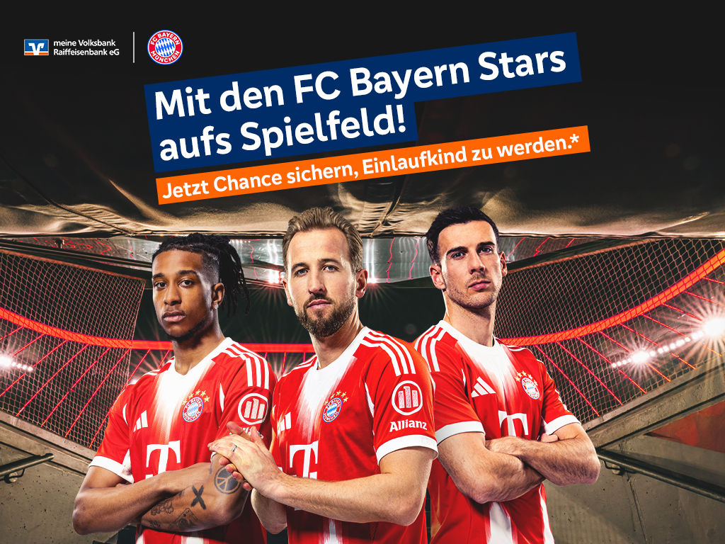 Einlaufkind beim FC Bayern München mit Bewerbung