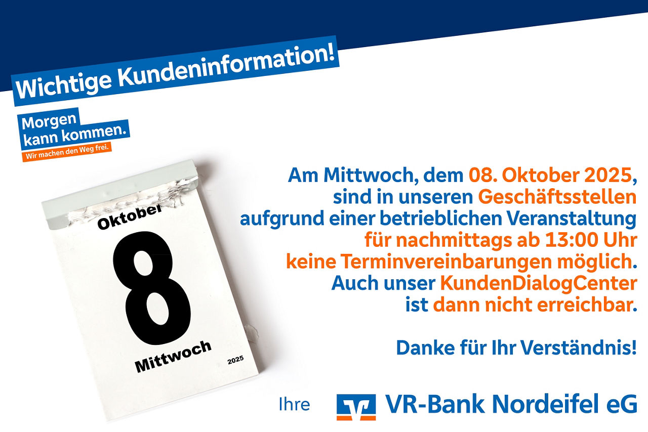 Information Öffnungszeiten am 08.10.2025