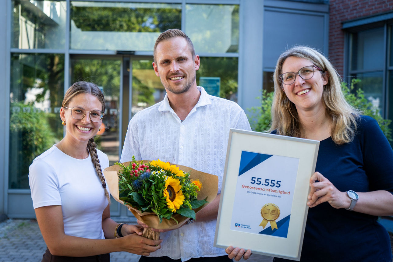 Volksbank an der Niers ehrt 55.555 Mitglied