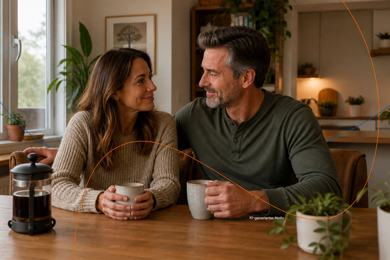 Lovely young couple at home. Happy man and woman sitting on the couch together and watching TV series on laptop. Bright loft apartment