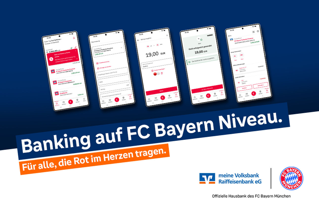 Darstellung verschiedener Screenshots der mein VR Fan-Banking App