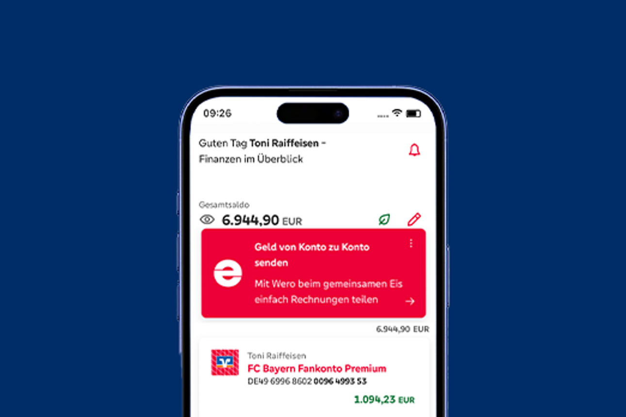 Screenshot der mein VR Fan-Banking App
