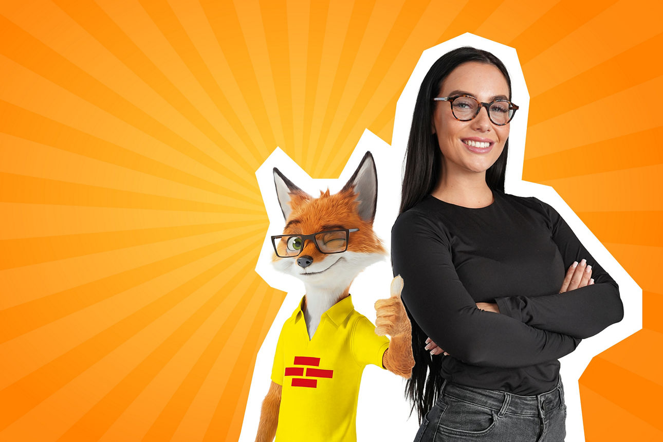 Unsere Kollegin Neele von der Bausparkasse mit dem Bausparfuchs