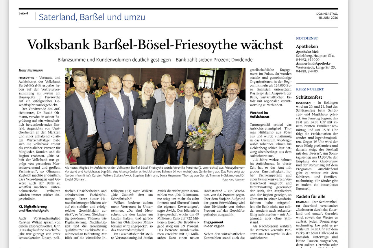 Auszug Artikel General Anzeiger 18.06.2026