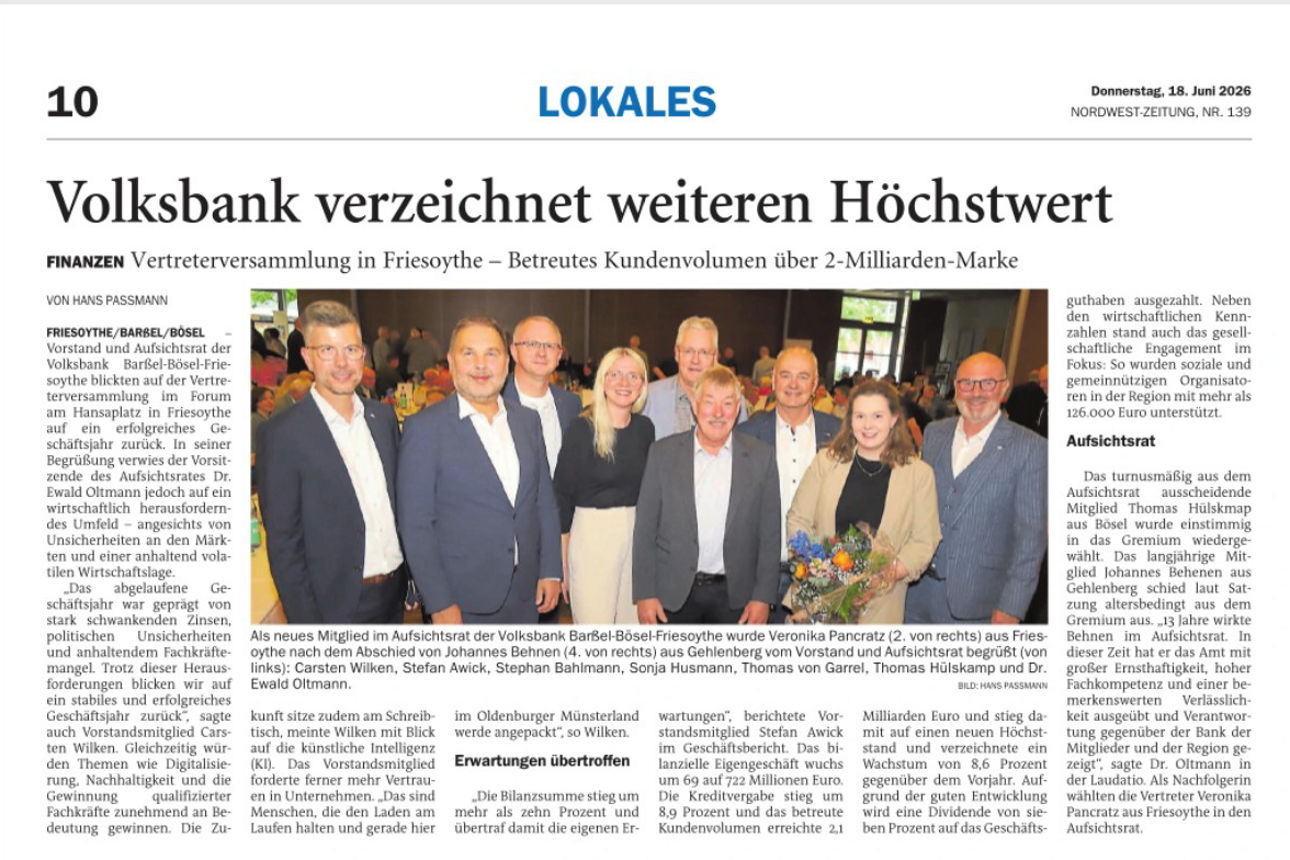 Auszug Artikel NWZ 18.06.2026