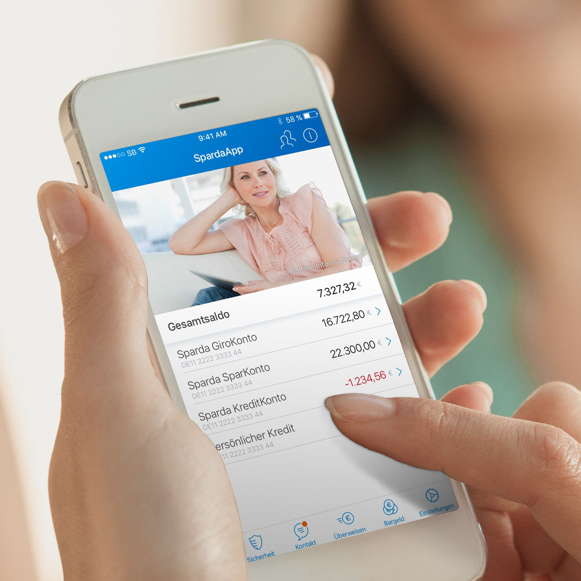 Abbildung eines Handys mit einer Banking-App