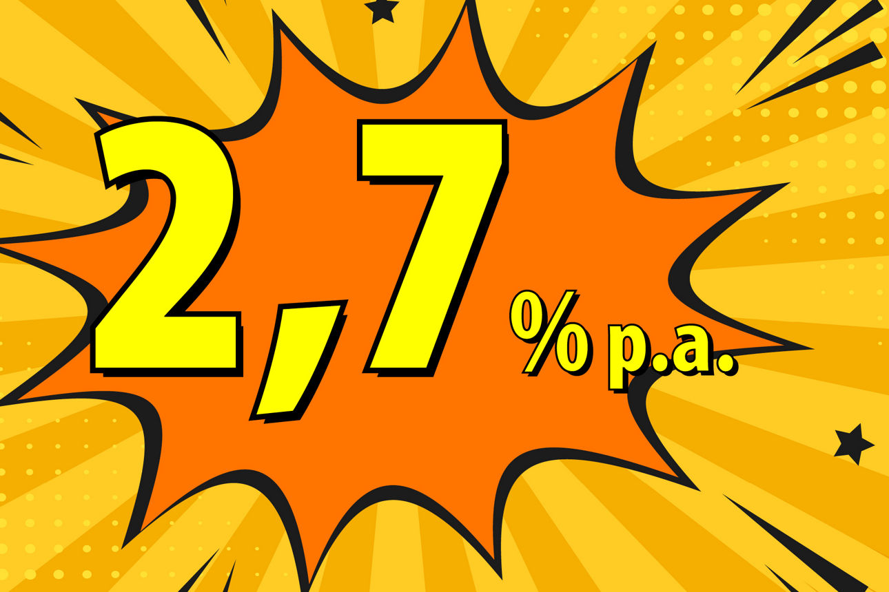 Comiczeichnung mit einer Kondition von 2,7 % p.a.