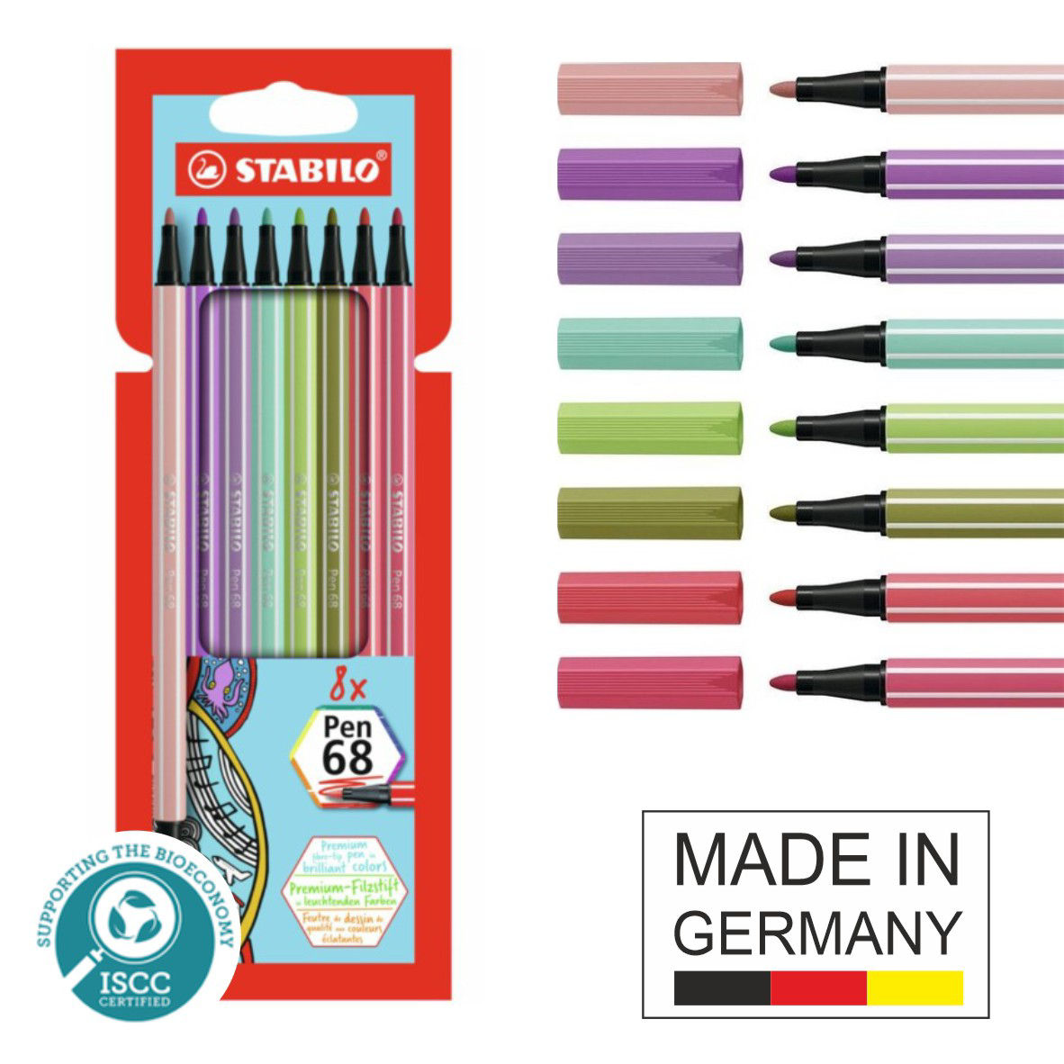Stabilo Pen 68, 8er Deckende Farbflächen