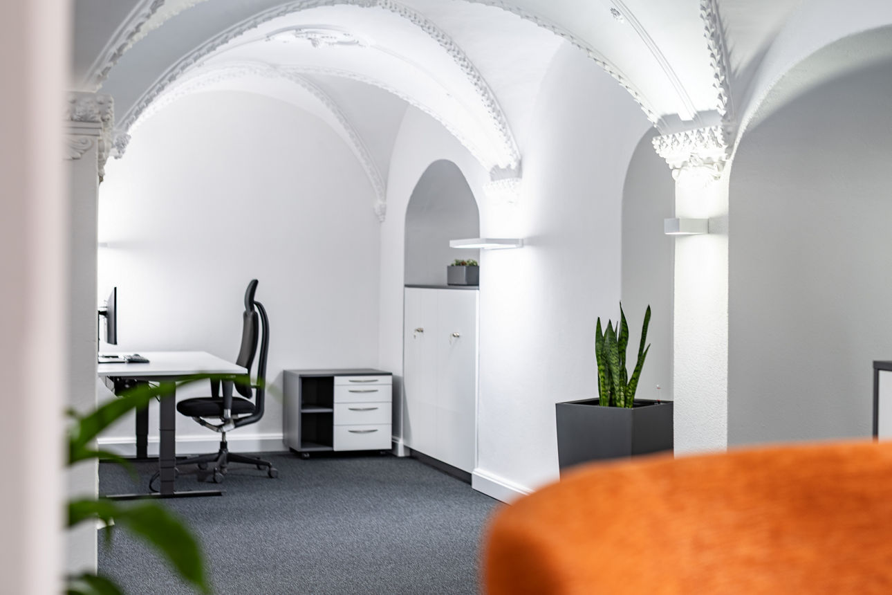 Blick auf Arbeitsplatz Beratungsteam am Rathausplatz