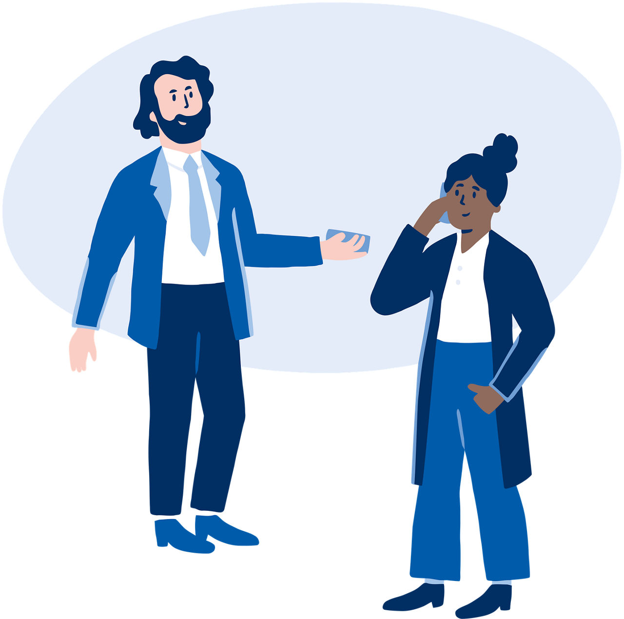 Die Illustration zeigt eine Szene von Stress am Arbeitsplatz.