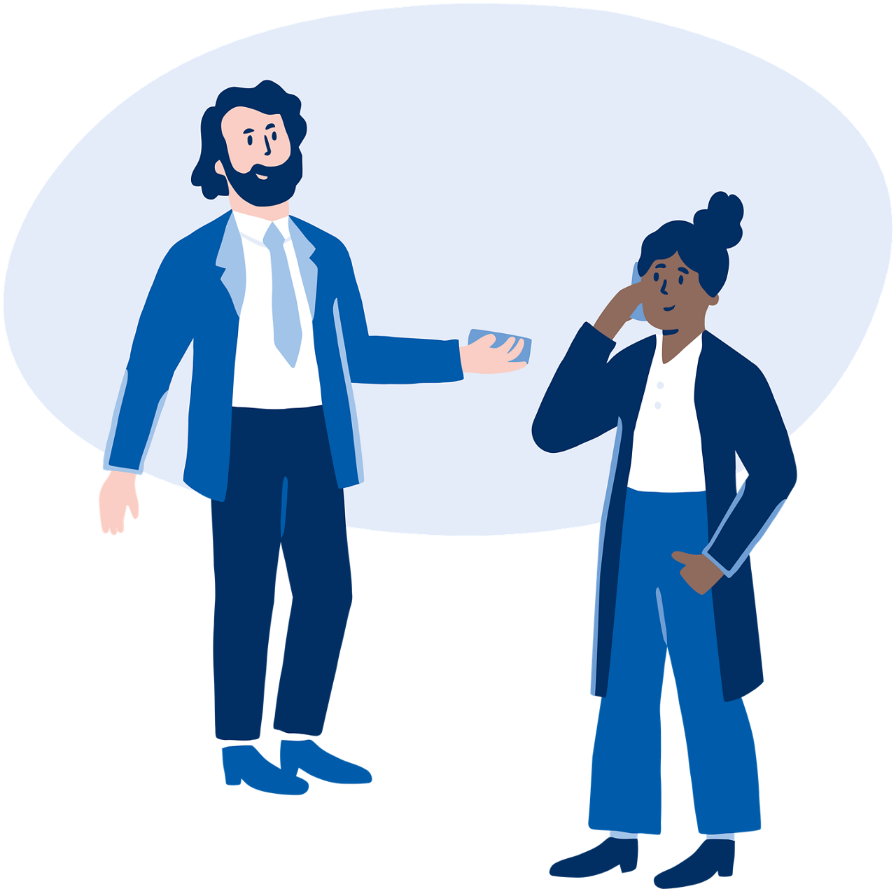 Die Illustration zeigt eine Szene von Stress am Arbeitsplatz.