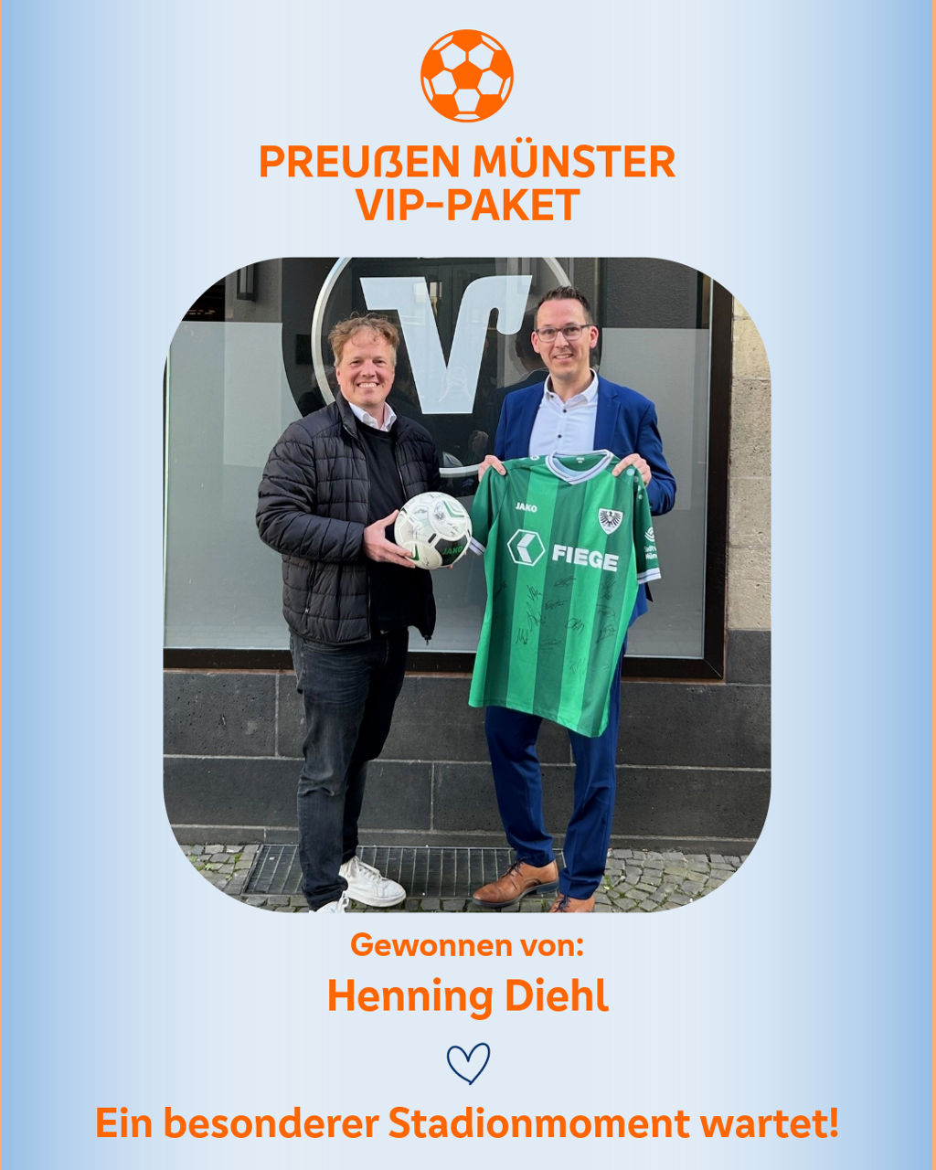Aufnahme der Übergabe des VIP-Paket von Preußen Münster
