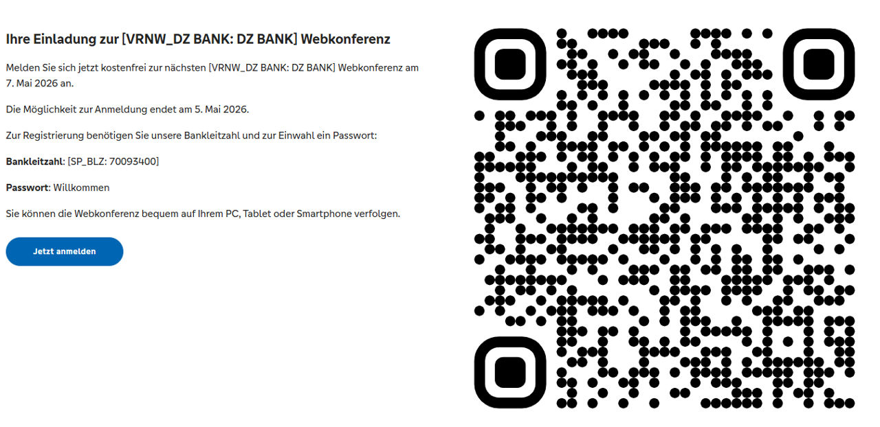 QR Code für die Anmeldung