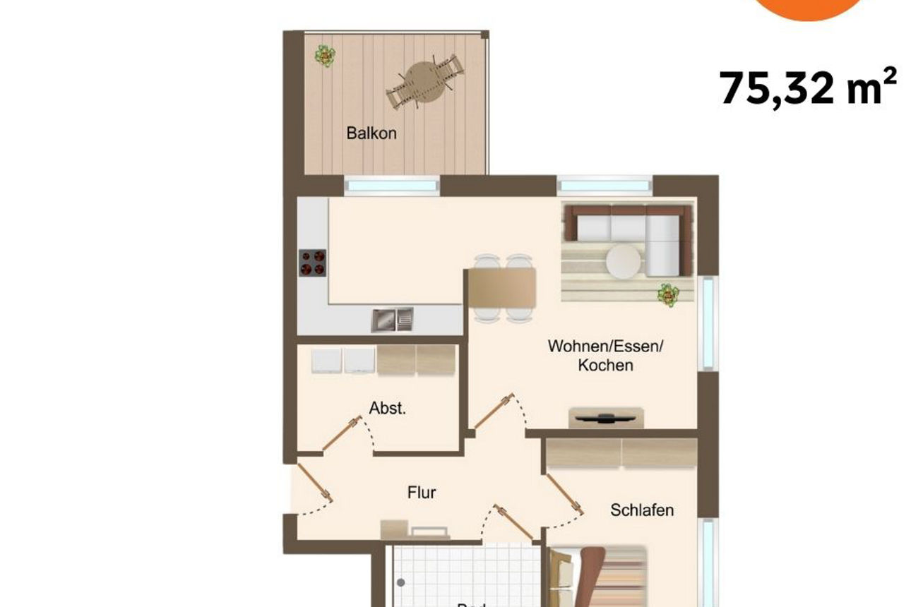 Grundriss einer Wohnung.