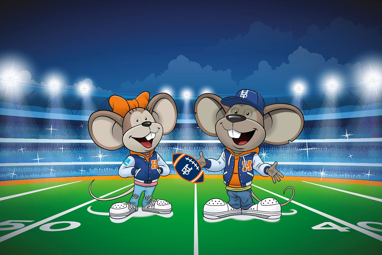 Hanni und Manni im Football-Stadion