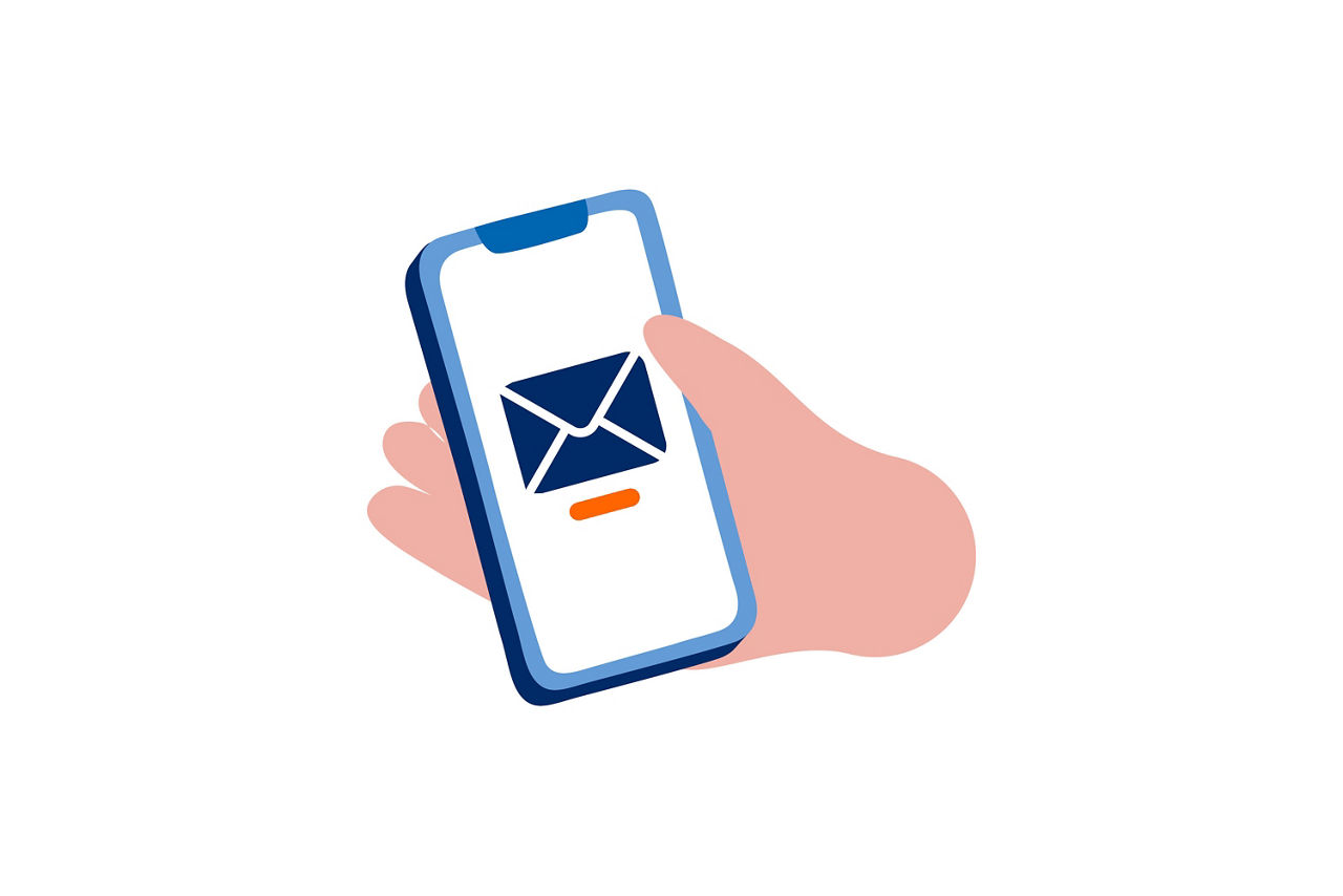 Visualisierung eines Smartphones mit einem E-Mail-Symbol