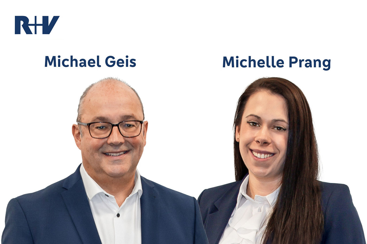 Auf dem Bild ist das Beraterteam (Mann und Frau) der R+V für Ihre Sachversicherungen im PrivateBanking ersichtlich.